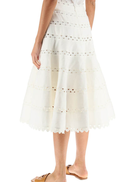 Zimmermann 'high tide' linen midi skirt