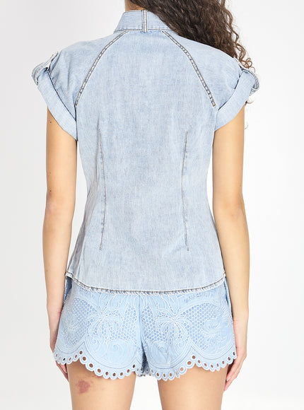 Denim Tie Neck Shirt 