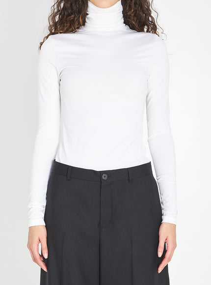 Celine High Neck Top White