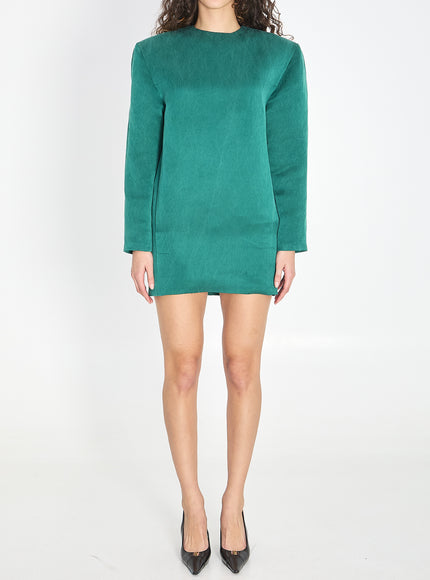 Saint Laurent Boxy Dress In Stonewashed Satin Silk Green