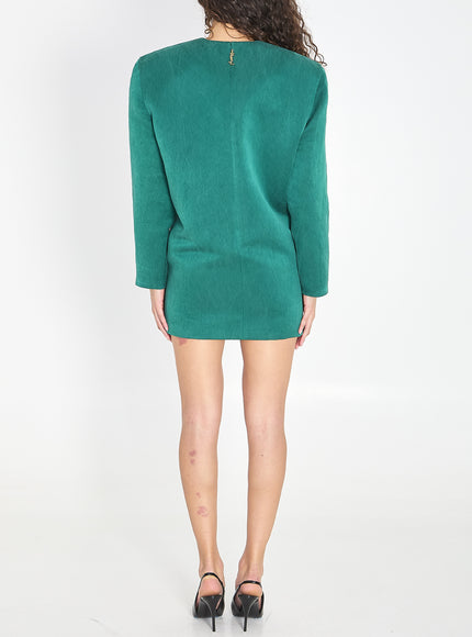 Saint Laurent Boxy Dress In Stonewashed Satin Silk