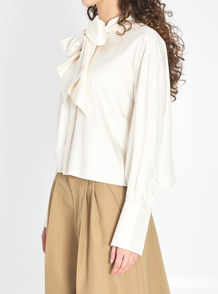 Celine Cropped Lavallière Silk Shirt