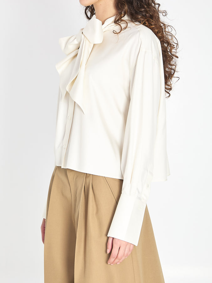Celine Cropped Lavallière Silk Shirt