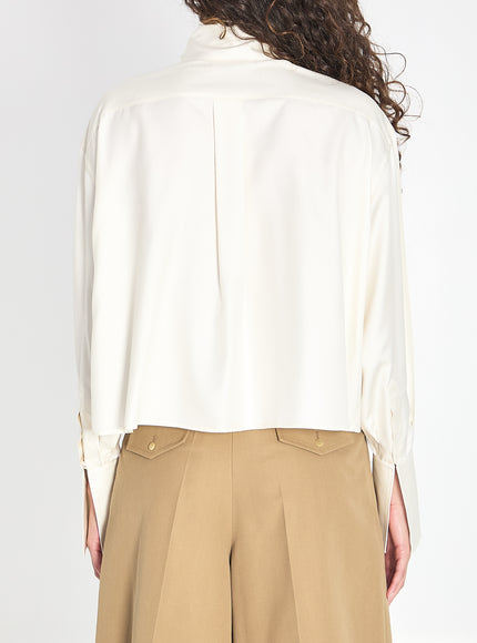 Celine Cropped Lavallière Silk Shirt