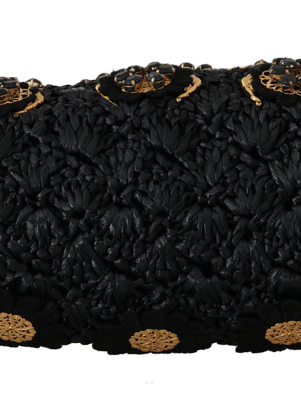 Bottom view of Dolce & Gabbana black tassel clutch