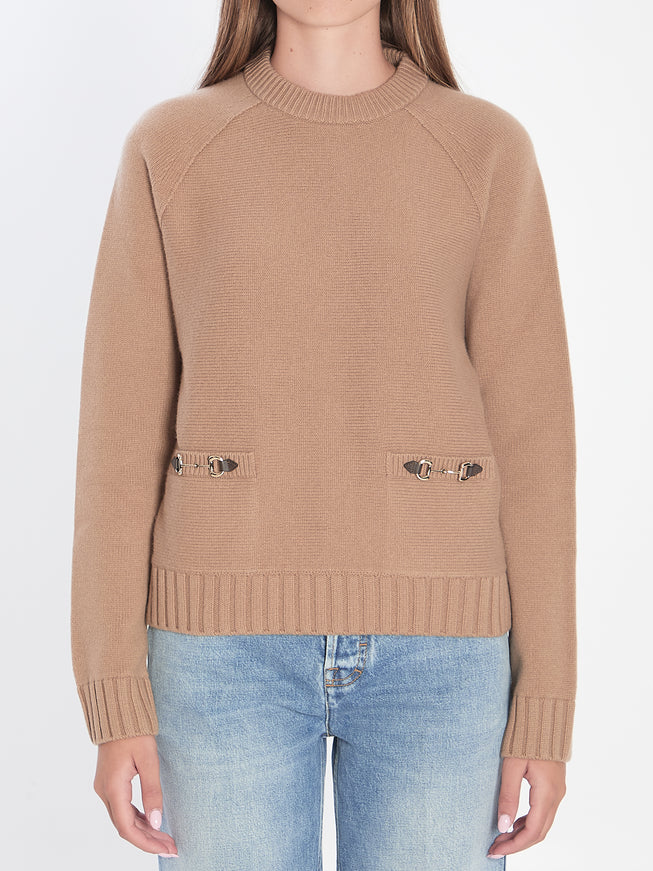 Gucci Sweater With Horsebit Beige
