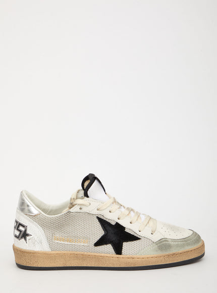 Golden Goose Ball Star Sneakers in White and Silver Grey
