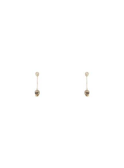 Alexander Mcqueen skull earrings with pavé and chain