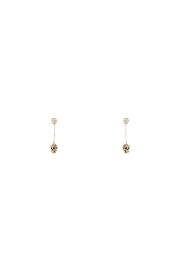 Alexander Mcqueen skull earrings with pavé and chain