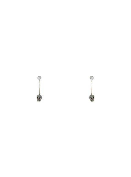 Alexander Mcqueen skull earrings with pavé and chain