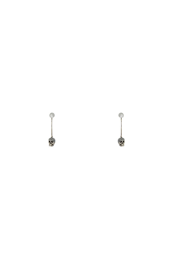 Alexander Mcqueen skull earrings with pavé and chain