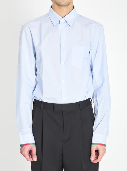 Gucci Web Stripe Cotton Shirt Light Blue