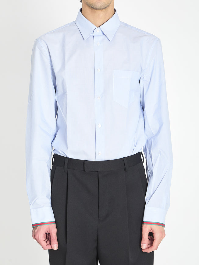Gucci Web Stripe Cotton Shirt Light Blue