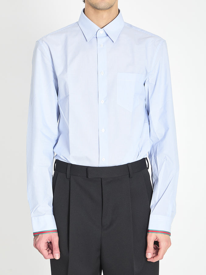 Gucci Web Stripe Cotton Shirt Light Blue