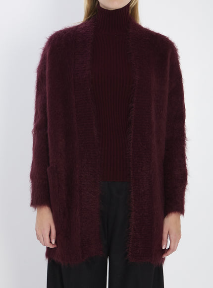 Max Mara Fur-effect Cardigan Bordeaux