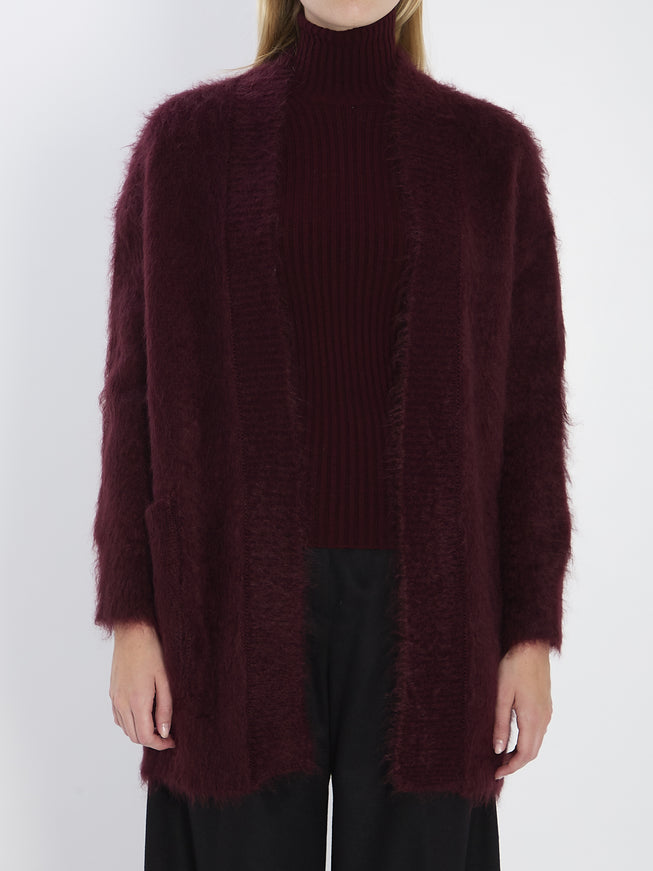 Max Mara Fur-effect Cardigan Bordeaux