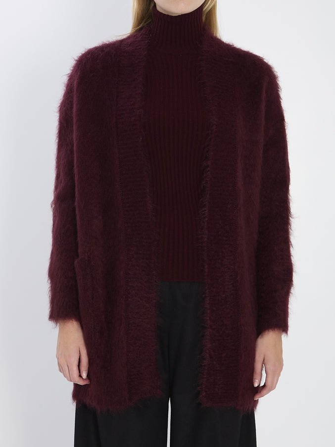 Max Mara Fur-effect Cardigan Bordeaux