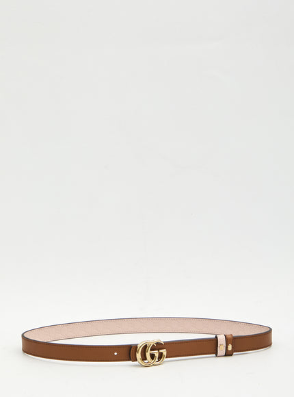 Gucci Reversible Gg Marmont Skinny Belt Pink