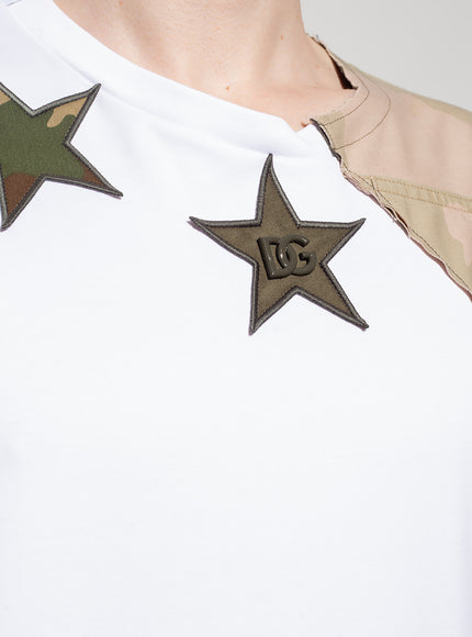Dolce & Gabbana White Camouflage Patchwork T-shirt