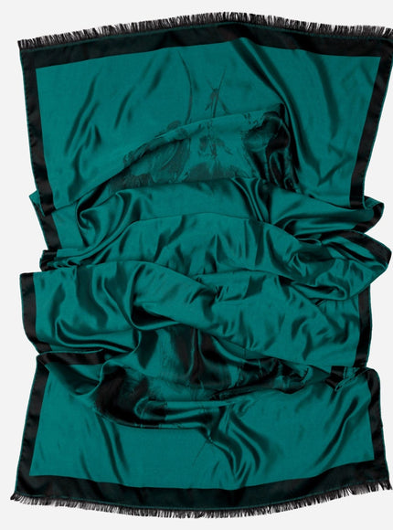 Elizabetta Fortuna Silk Shawl in Emerald Green