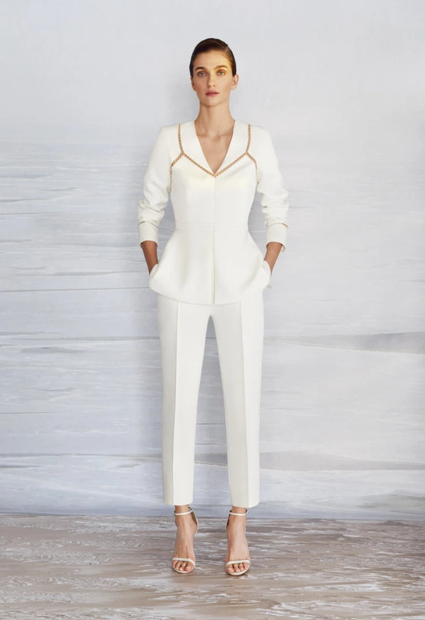 Nautilus Beaded Satin Peplum Pantsuit