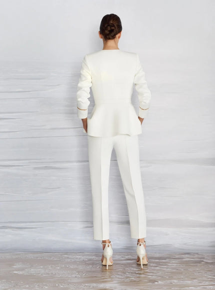 Nautilus Beaded Satin Peplum Pantsuit