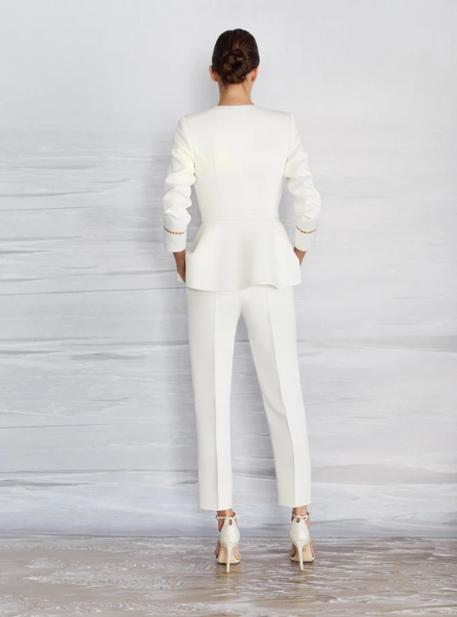 Nautilus Beaded Satin Peplum Pantsuit