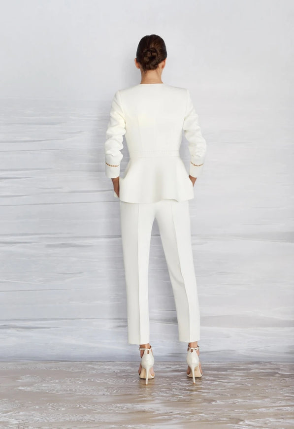 Nautilus Beaded Satin Peplum Pantsuit