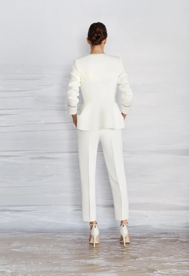 Nautilus Beaded Satin Peplum Pantsuit