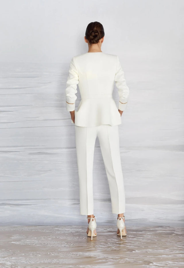 Nautilus Beaded Satin Peplum Pantsuit