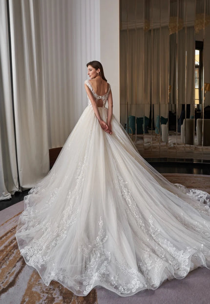 Rosamund Floral Illusion Lace Wedding Ball Gown