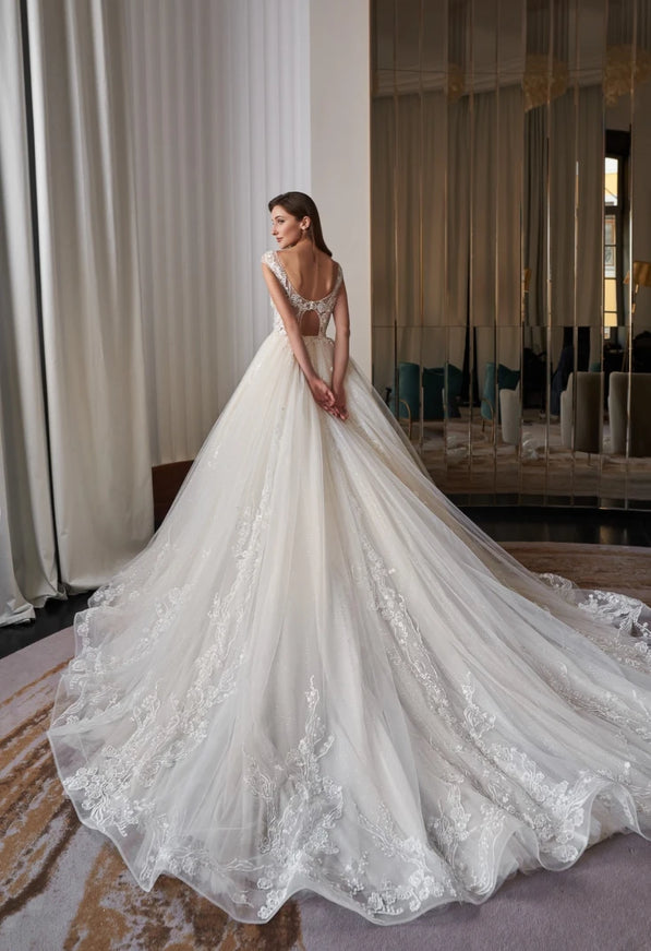 Rosamund Floral Illusion Lace Wedding Ball Gown