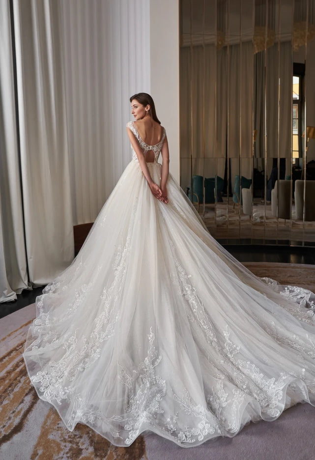 Rosamund Floral Illusion Lace Wedding Ball Gown
