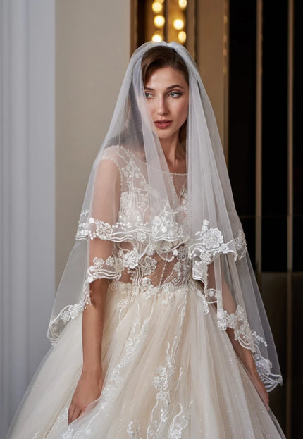 Rosamund Two-Tier Lace-Trimmed Wedding Veil