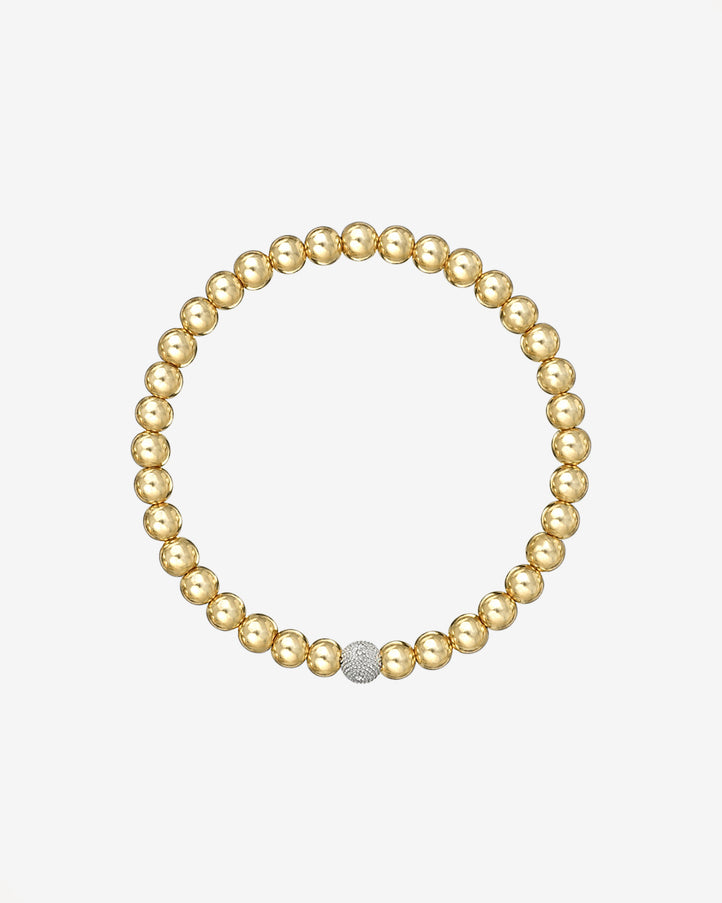 Zoe Lev 5mm Gold Bead Bracelet with Diamond Bead