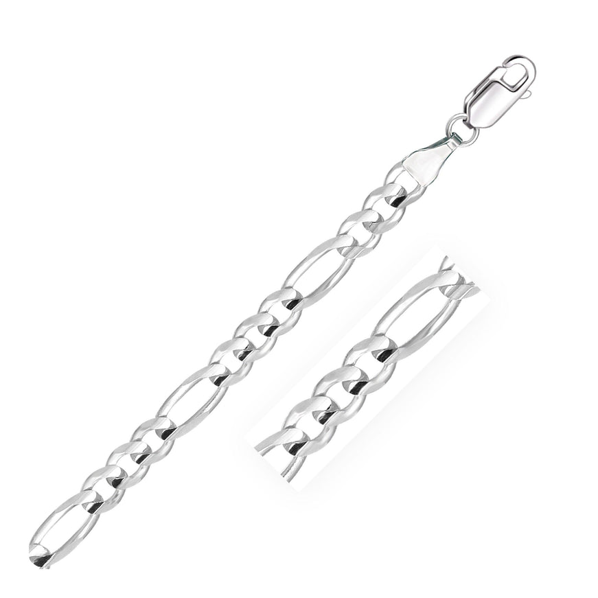 6.0mm 14k White Gold Solid Figaro Bracelet - Ellie Belle