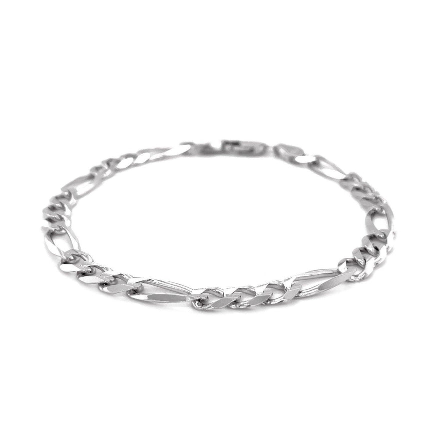 6.0mm 14k White Gold Solid Figaro Bracelet - Ellie Belle