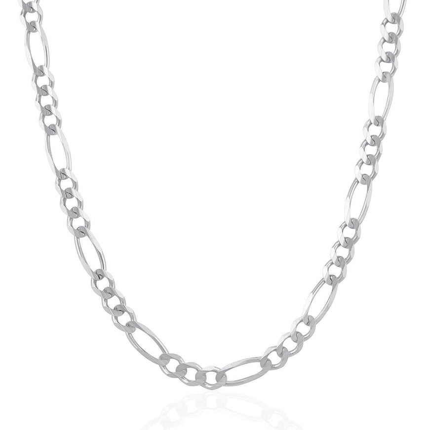 6.0mm 14k White Gold Solid Figaro Chain - Ellie Belle