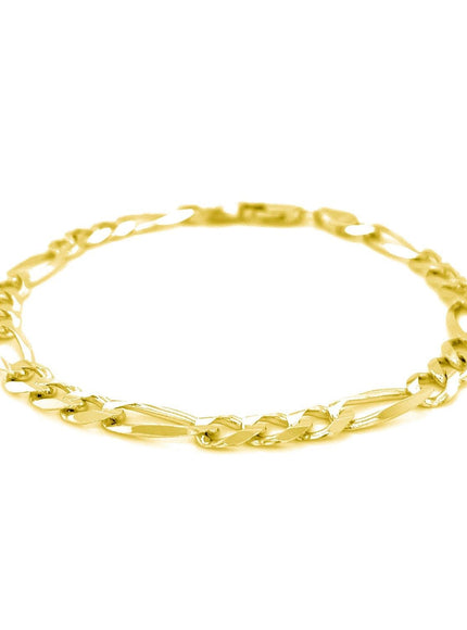 6.0mm 14k Yellow Gold Solid Figaro Bracelet - Ellie Belle