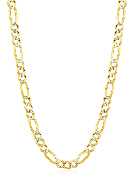 6.0mm 14K Yellow Gold Solid Pave Figaro Chain - Ellie Belle