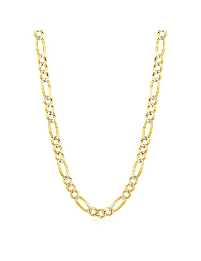 6.0mm 14K Yellow Gold Solid Pave Figaro Chain - Ellie Belle