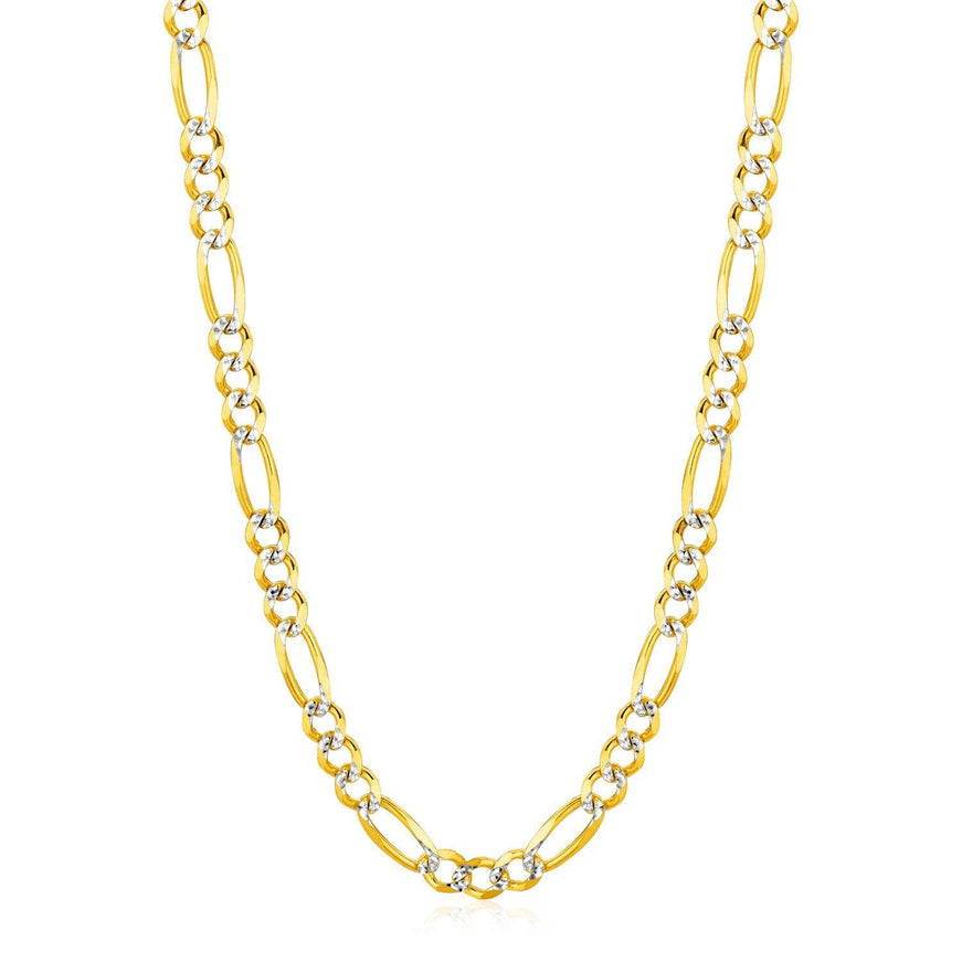 6.0mm 14K Yellow Gold Solid Pave Figaro Chain - Ellie Belle