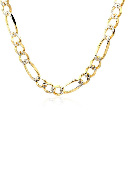 6.0mm 14K Yellow Gold Solid Pave Figaro Chain - Ellie Belle