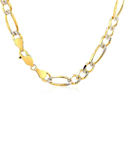 6.0mm 14K Yellow Gold Solid Pave Figaro Chain - Ellie Belle