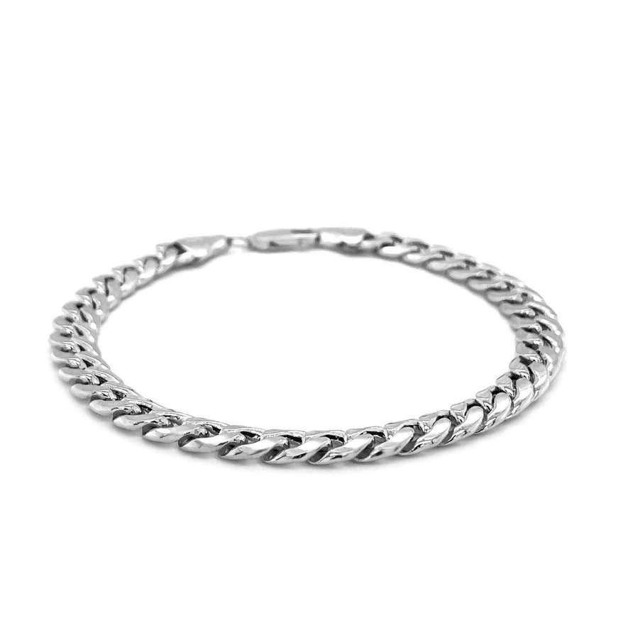 6.7mm 14k White Gold Miami Cuban Semi Solid Bracelet - Ellie Belle