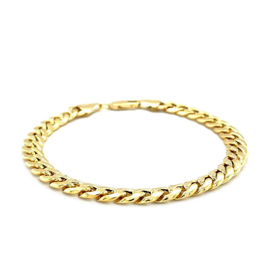 6.7mm 14k Yellow Gold Miami Cuban Semi Solid Bracelet - Ellie Belle