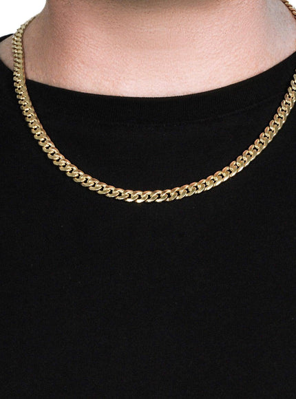 6.7mm 14k Yellow Gold Miami Cuban Semi Solid Chain - Ellie Belle