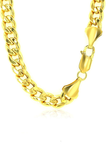 6.7mm 14k Yellow Gold Miami Cuban Semi Solid Chain - Ellie Belle