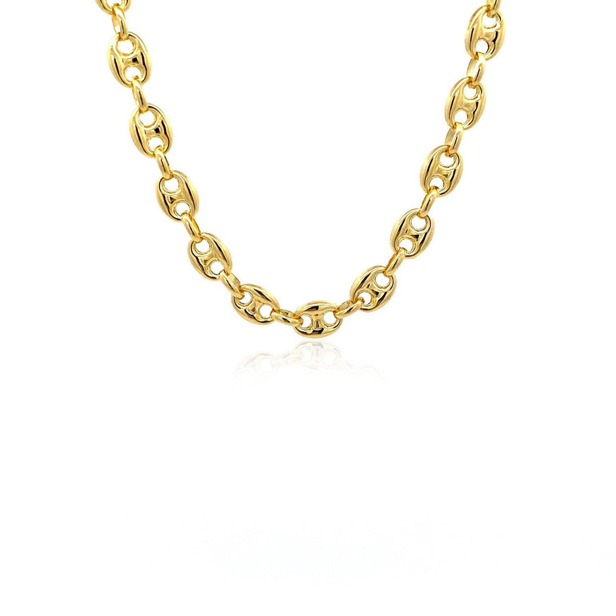 6.9mm 14k Yellow Gold Puffed Mariner Link Chain - Ellie Belle