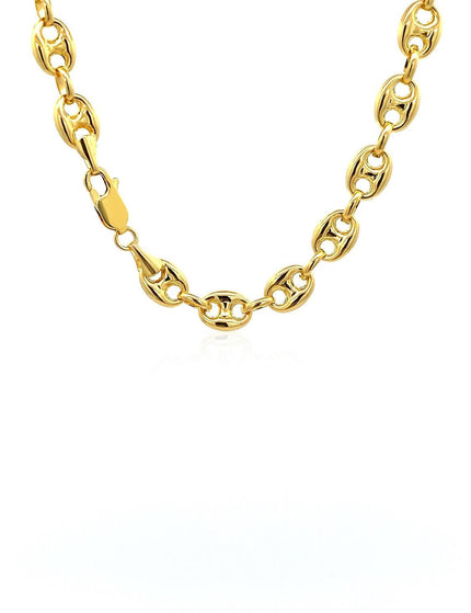 6.9mm 14k Yellow Gold Puffed Mariner Link Chain - Ellie Belle